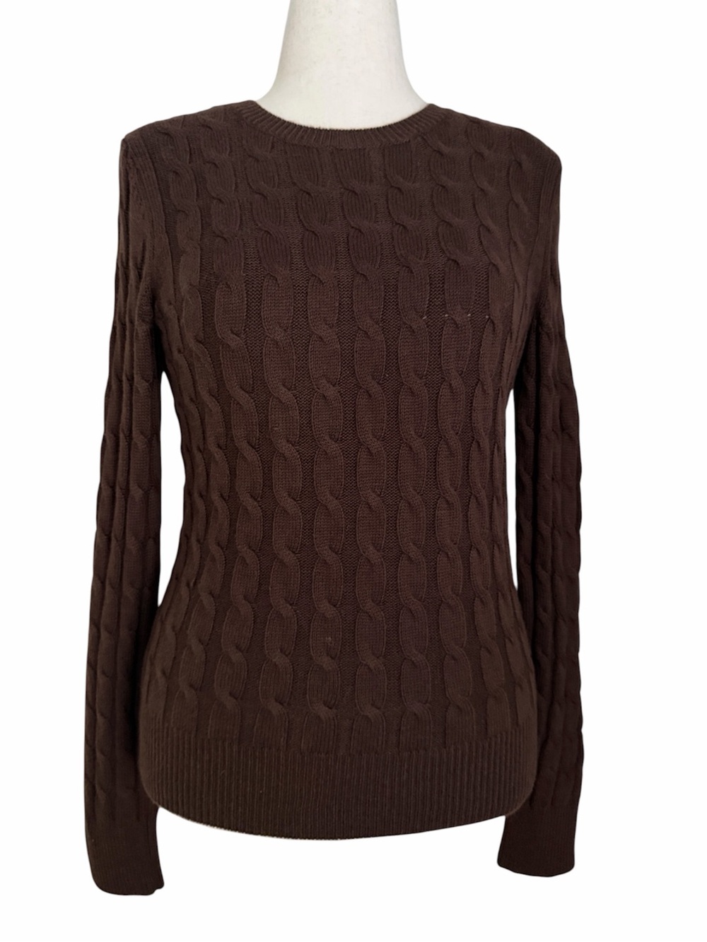 GAP Women’s M Brown Cable Knit Angora Blend Crewneck Sweater Y2K